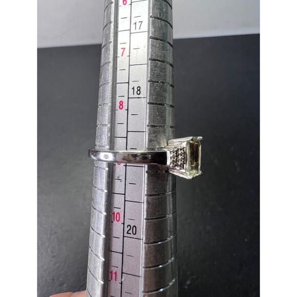 Prasiolite and zircon Sterling silver ring size 9 - Picture 4 of 10